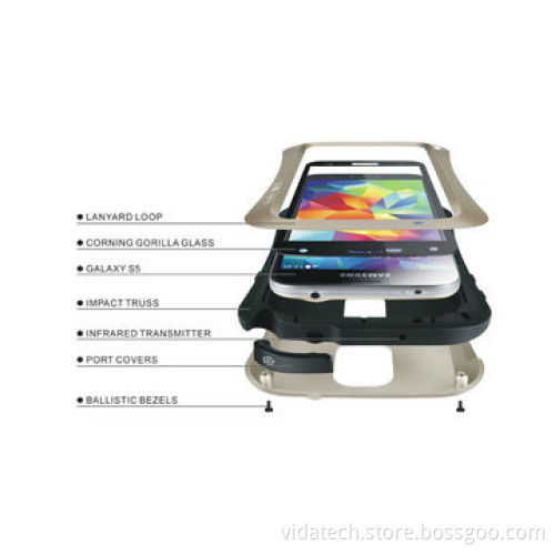Aluminum Authentic Life-proof/Waterproof Screen Case for Samsung Galaxy S5 I9600 factory